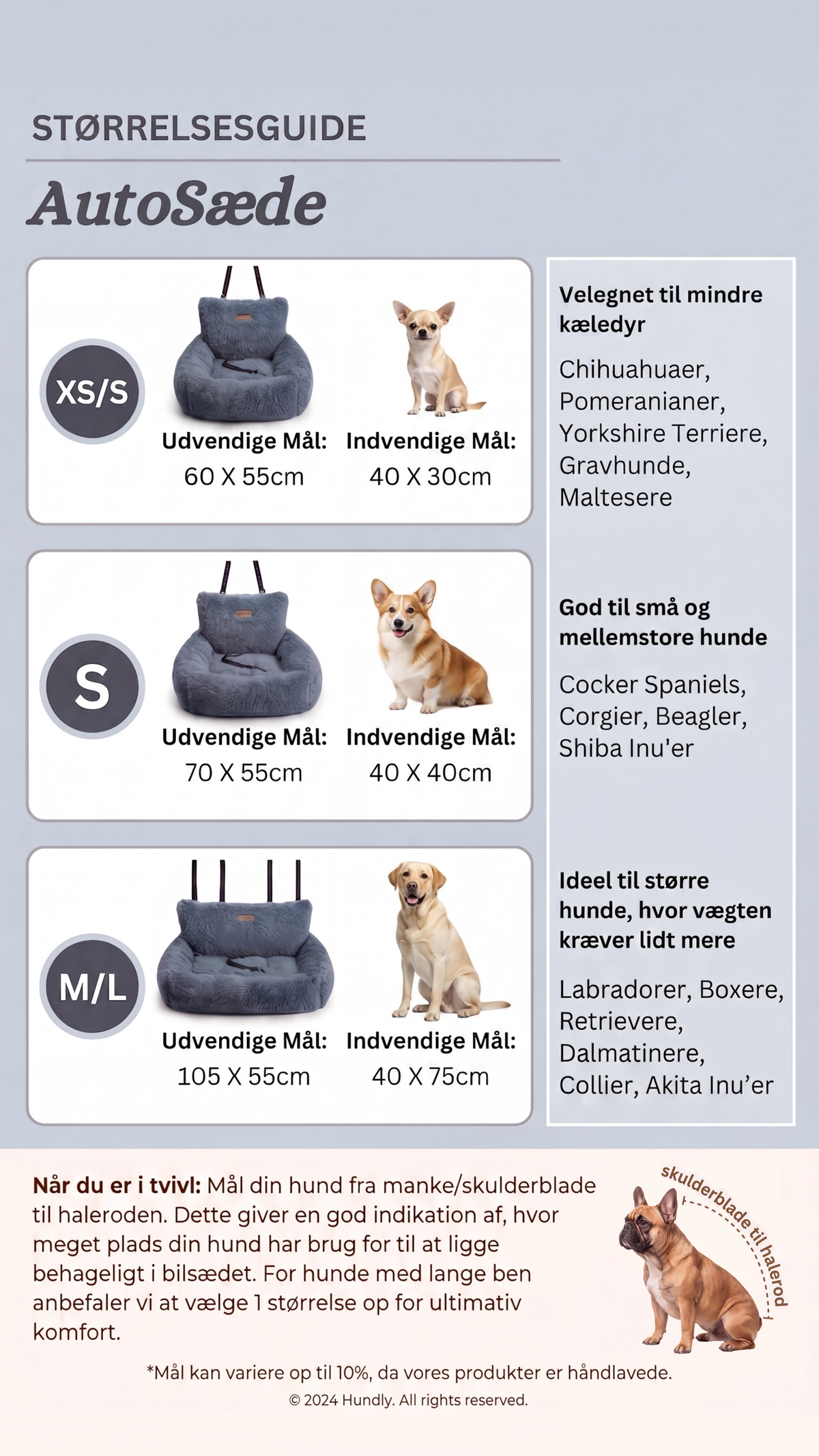 Størrelsesguide for Originale™ Auto-Sæde