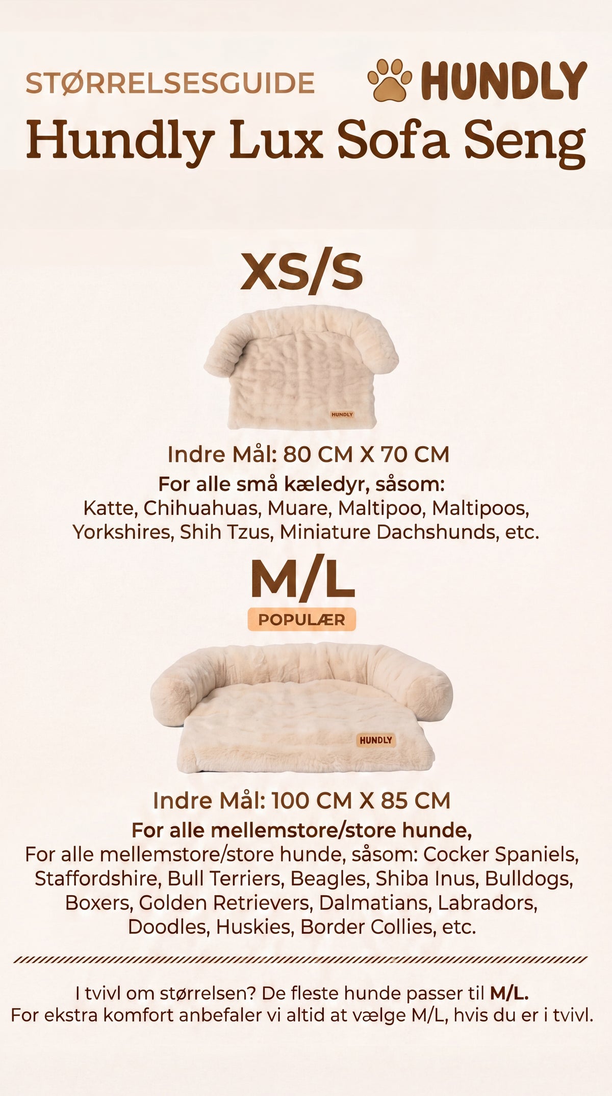 Størrelsesguide for Canapé-lit de luxe